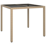 Vrtni stol 90 x 90 x 75 cm od kaljenog stakla i poliratana bež 316703