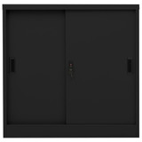 Uredski ormarić s kliznim vratima crni 90 x 40 x 90 cm čelični 335952