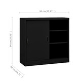 Uredski ormarić s kliznim vratima crni 90 x 40 x 90 cm čelični 335952