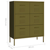 Ladičar maslinasto zeleni 80 x 35 x 101,5 cm čelični 336144