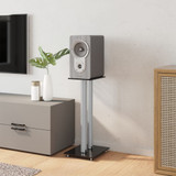 Stalci za zvučnike crno-srebrni 2 kom kaljeno staklo s 2 stupa 51807 Stalci za zvučnike crno-srebrni 2 kom kaljeno staklo s 2 stupa 51807