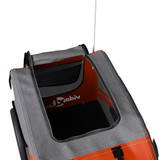 Prikolica za bicikl za pse narančasto-crna od tkanine i željeza 93879