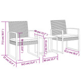 3-dijelni vrtni blagovaonski set s jastucima crni od PP ratana 360206