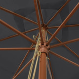 Vrtni suncobran s drvenim stupom crni 300x300x273 cm 363197