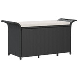 Vrtna klupa s jastukom crna 116 x 46 x 57 cm od poliratana 363417