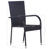 7-dijelni vrtni blagovaonski set od poliratana crni 3072495
