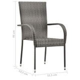 7-dijelni vrtni blagovaonski set od poliratana sivi 3072503