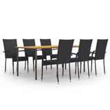 7-dijelni vrtni blagovaonski set od poliratana crni 3072502