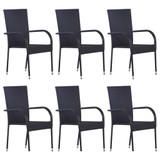 7-dijelni vrtni blagovaonski set od poliratana crni 3072502