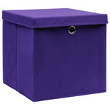 Kutije za pohranu s poklopcima 10 kom ljubičaste 32x32x32 cm 288356 Kutije za pohranu s poklopcima 10 kom ljubičaste 32x32x32 cm 288356