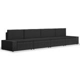 4-dijelna vrtna garnitura od poliratana crna 3054581