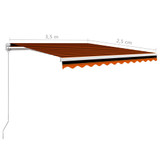 Tenda na ručno uvlačenje 350 x 250 cm narančasto-smeđa 3051211