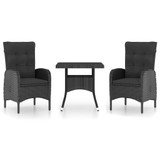 3-dijelni vrtni blagovaonski set od poliratana i stakla crni 3058526