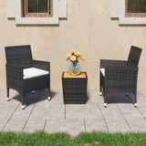 3-dijelni bistro set od poliratana i bagremovog drva crni 3058362