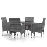 5-dijelni vrtni blagovaonski set od poliratana sivi 3058489