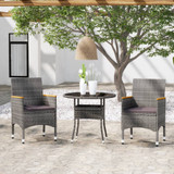 3-dijelni vrtni blagovaonski set od poliratana sivi 3058485