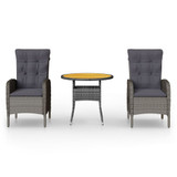 3-dijelni vrtni bistro set od poliratana sivi 3058547