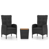 3-dijelni vrtni bistro set od poliratana i drva bagrema crni 3058537