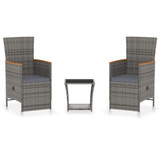 3-dijelna vrtna garnitura od poliratana s jastucima siva 3059365