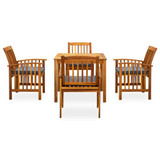 5-dijelni vrtni blagovaonski set od drva bagrema s jastucima 3058085