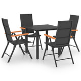 5-dijelni vrtni blagovaonski set crno-smeđi 3060071