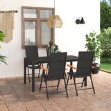 5-dijelni vrtni blagovaonski set crno-smeđi 3060084