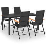 5-dijelni vrtni blagovaonski set crno-smeđi 3060084
