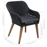 5-dijelni vrtni blagovaonski set crni 3067824