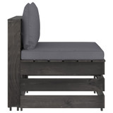 Modularna srednja sofa s jastucima od sivo impregniranog drva 3068120