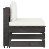 Modularna srednja sofa s jastucima od sivo impregniranog drva 3068122