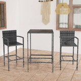 3-dijelni vrtni barski set od poliratana sivi 3064838