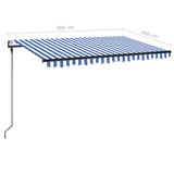 Automatska tenda sa senzorom LED 400 x 300 cm plavo-bijela 3069111