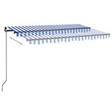 Automatska tenda sa senzorom LED 400x350 cm plavo-bijela 3069191
