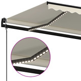 Automatska tenda sa senzorom za vjetar LED 450 x 350 cm krem 3069212