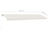 Samostojeća tenda na ručno uvlačenje 600 x 300 cm krem 3069597