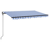 Tenda na ručno uvlačenje s LED svjetlom 450x300 cm plavo-bijela 3069121
