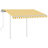 Tenda na ručno uvlačenje sa stupovima 3 x 2,5 m žuto-bijela 3069898