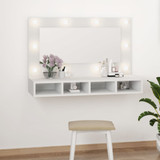 Ormarić s ogledalom i LED svjetlima bijeli 90 x 31,5 x 62 cm 808891