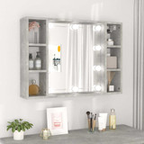 Kupaonski ormarić s ogledalom LED boja betona 76 x 15 x 55 cm 808859 Kupaonski ormarić s ogledalom LED boja betona 76 x 15 x 55 cm 808859