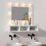 Ormarić s ogledalom i LED svjetlima bijeli 60 x 31,5 x 62 cm 808882