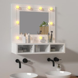Ormarić s ogledalom i LED svjetlima sjajni bijeli 60x31,5x62 cm 808888