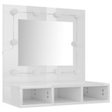 Ormarić s ogledalom i LED svjetlima sjajni bijeli 60x31,5x62 cm 808888