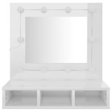 Ormarić s ogledalom i LED svjetlima sjajni bijeli 60x31,5x62 cm 808888