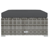 Vrtni tabure s jastukom sivi 70 x 70 x 30 cm od poliratana 317514