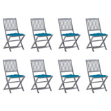 Sklopive vrtne stolice s jastucima 8 kom masivno bagremovo drvo 3078309