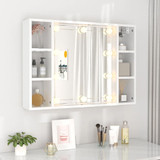 Ormarić s ogledalom i LED svjetlima sjajni bijeli 76x15x55 cm 808861
