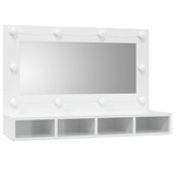 Ormarić s ogledalom LED svjetlima sjajni bijeli 90x31,5x62 cm 808897