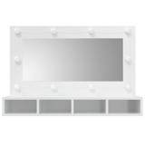 Ormarić s ogledalom LED svjetlima sjajni bijeli 90x31,5x62 cm 808897