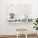 Ormarić s ogledalom LED svjetlima sjajni bijeli 90x31,5x62 cm 808897