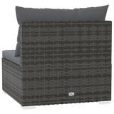 Srednja vrtna sofa od poliratana s jastucima siva 317515